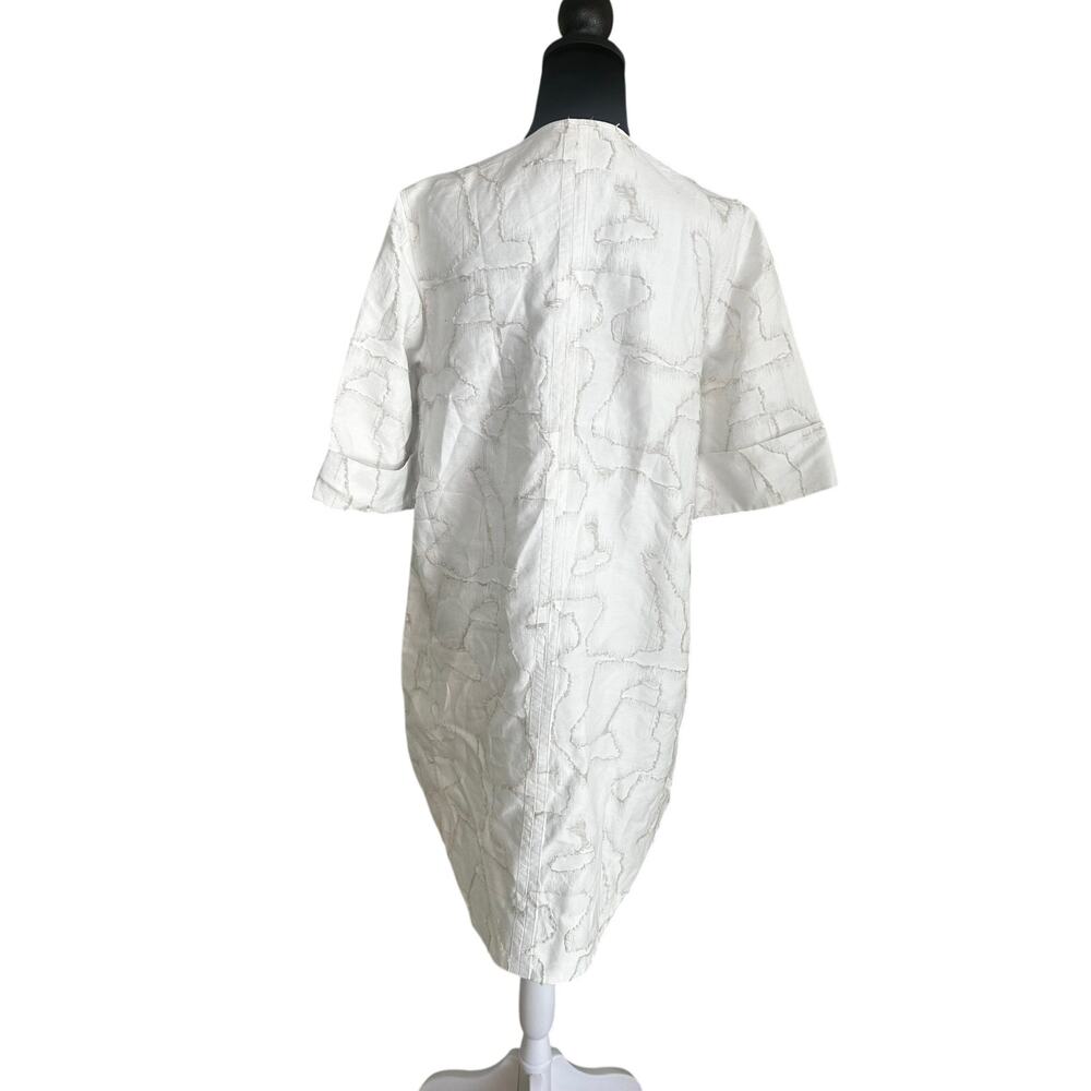 COS Dress 6 White Cotton Blend Oversized VNeck Lagenlook Pockets Minimalist - Picture 4 of 8
